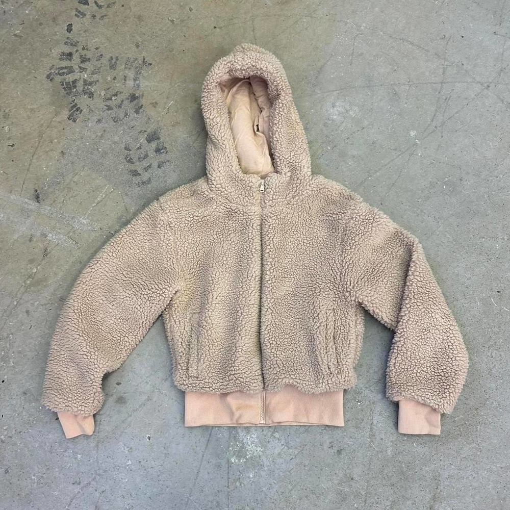 Fabletics Beige Teddy Jacket with Hood